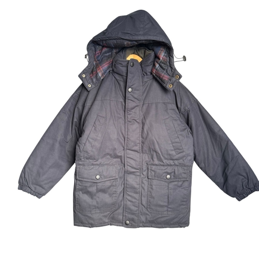 Vintage Ice Force Winter Coat Jacket Boys 14 Navy Plaid Fleece Lined NWT